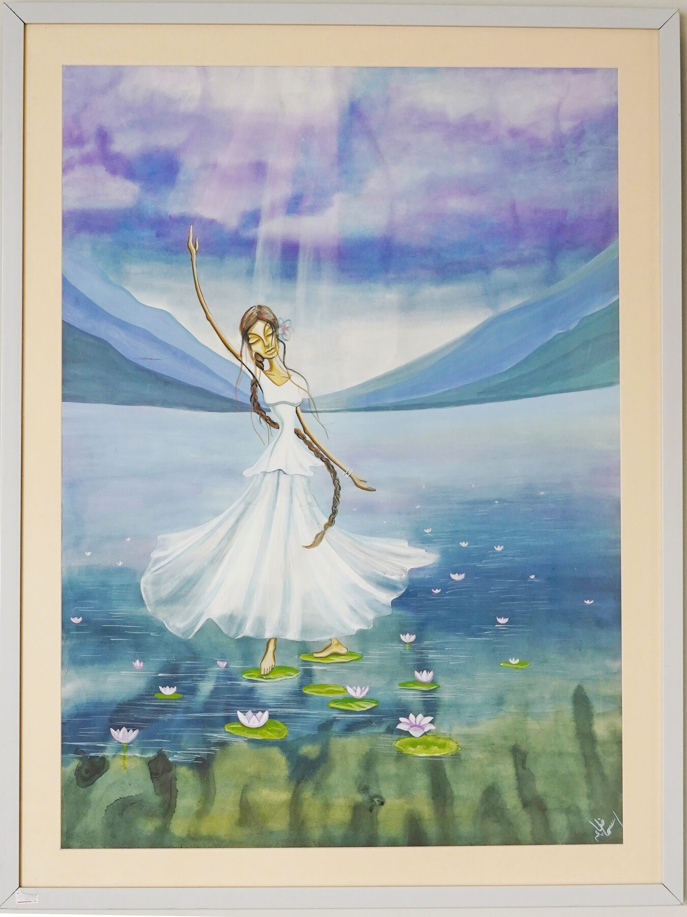 Dancing on Water Lilies, gouache on paper