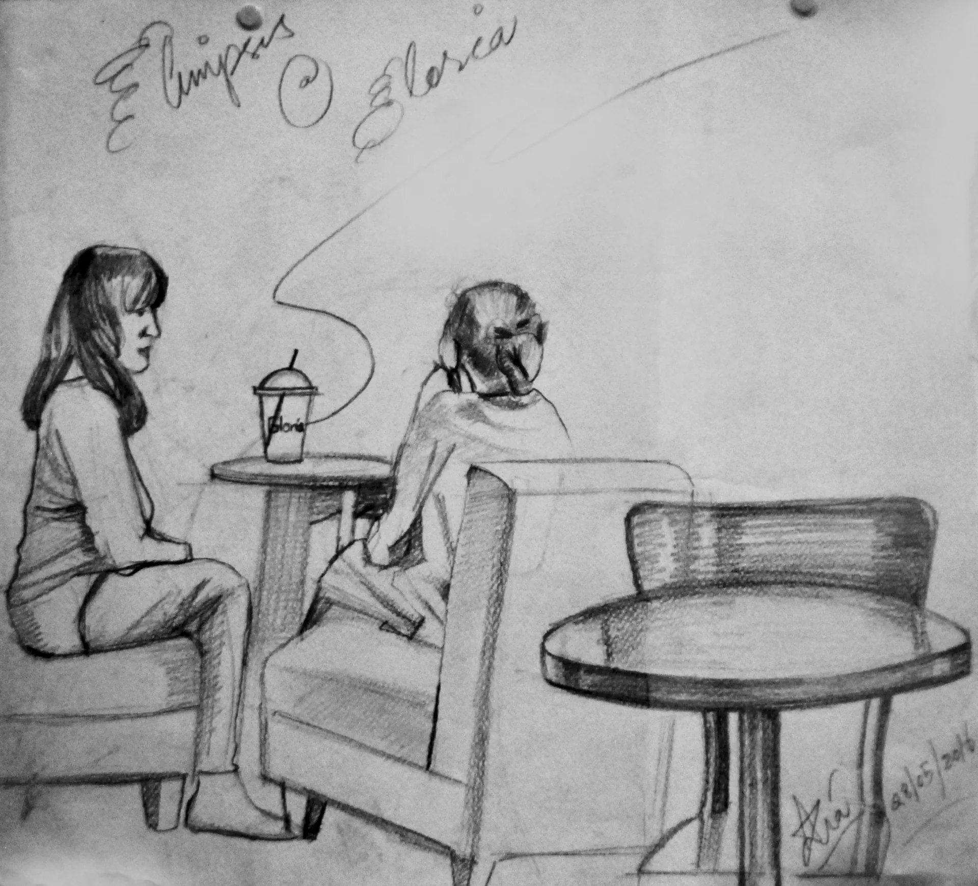 Glimpses, sketch on paper